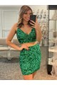 Best Velvet Sequin Short V-Neck Sleeveless Prom Party Dress Canada