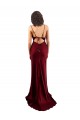 Best Silky Satin Criss Cross Open Back Long Cowl Neck Burgundy Sheath Prom Dress Canada