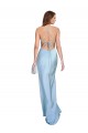 Best Silky Satin Criss Cross Open Back Long Cowl Neck Light Sky Blue Sheath Prom Dress Canada
