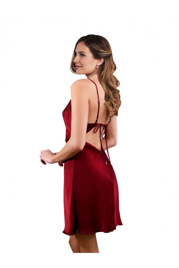 Best Silky Satin Criss Cross Open Back Midi Length Cowl Neck Sheath Prom Dress Canada