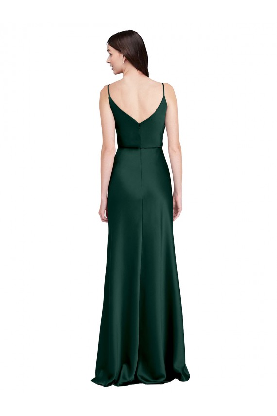 Best Stretch Satin V-Back Long Cowl Neck Sheath Black Tie Prom Dress Canada