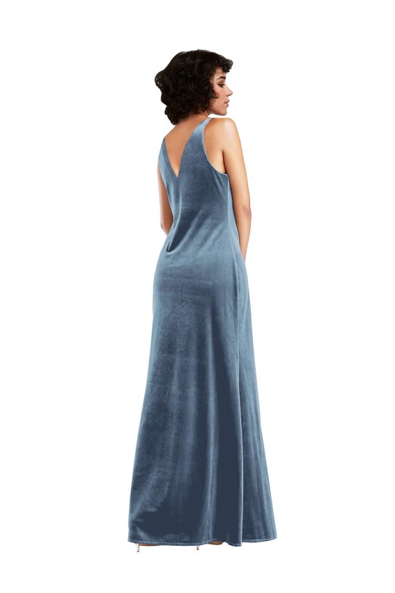 Best Stretch Velvet V-Back Long Cowl Neck Sheath Prom Dress Canada