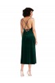 Best Stretch Velvet Criss Cross Open Back Midi Length Cowl Neck Sheath Black Tie Prom Dress Canada