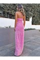 Best Velvet Sequin Long Halter Neck Sheath Prom Dress Canada