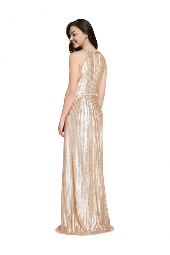 Best Sequin Long Halter Neck Sheath Prom Dress Canada