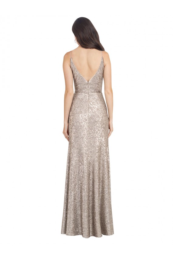 Best Sequin & Sparkling Sequin V-Back Long V-Neck Sheath Prom Dress Canada