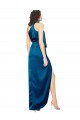 Best Silky Satin Long Halter Neck Sheath Prom Dress Canada