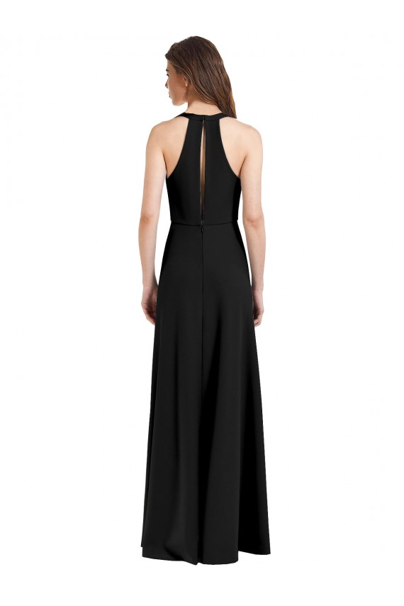 Best Stretch Crepe Long Halter Neck Sheath Prom Dress Canada