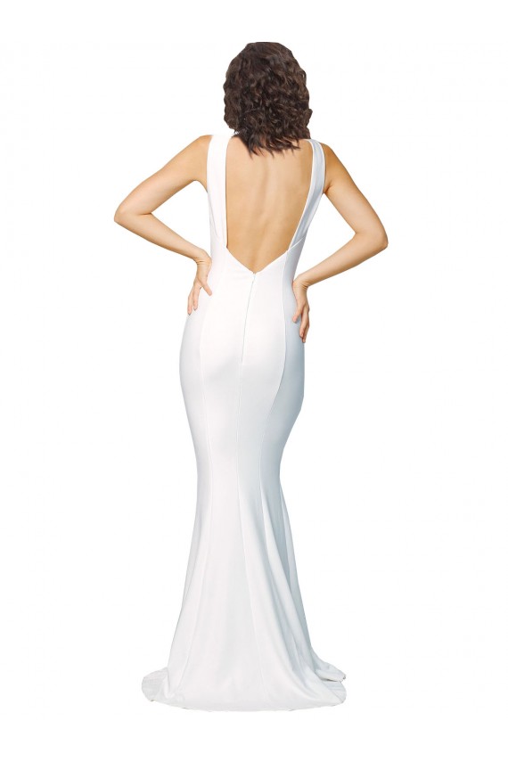 Best Stretch Crepe Long High Neck Sheath Prom Dresses Canada