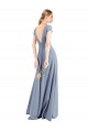 Best Stretch Crepe Long V-Neck Smoke Blue Sheath Prom Dress Canada
