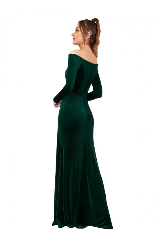 Best Stretch Velvet Long Off the Shoulder Sheath Prom Dress Canada