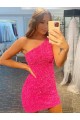 Best Velvet Sequin Short One Shoulder Sheath Evening Gown Canada