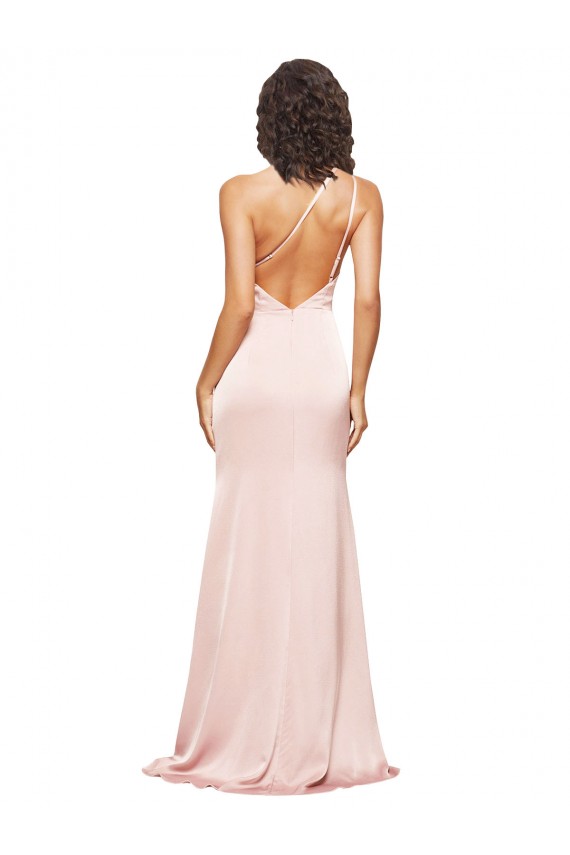 Best Silky Satin Low Back Long One Shoulder Sheath Prom Dress Canada