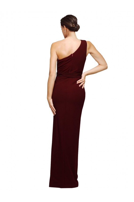 Best Stretch Crepe Long One Shoulder Sheath Black Tie Prom Dress Canada