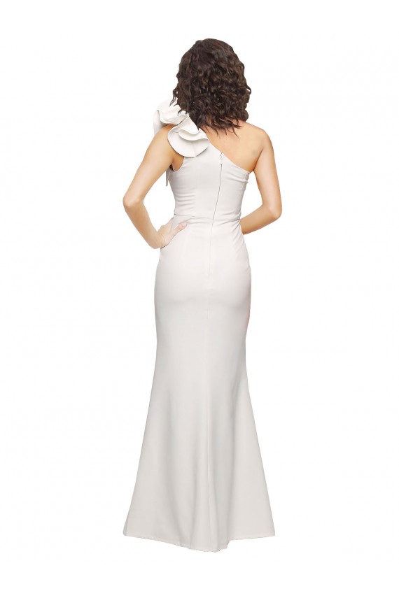 Best Stretch Crepe Long One Shoulder Ivory Sheath Prom Dress Canada