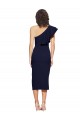 Best Stretch Crepe Midi Length One Shoulder Dark Navy Sheath Prom Dress Canada