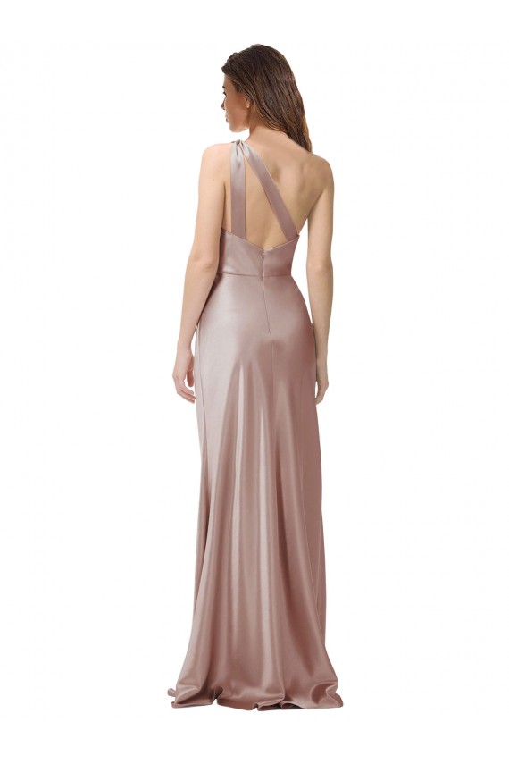 Best Stretch Satin Open Back Long One Shoulder Sheath Prom Dress Canada