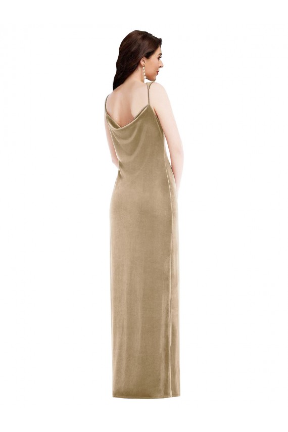 Best Stretch Velvet Long One Shoulder Champagne Sheath Black Tie Prom Dress Canada