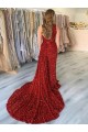 Best Velvet Sequin Court Train One Shoulder Sheath Prom Dress Canada
