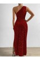 Best Velvet Sequin Long One Shoulder Sheath Prom Dress Canada