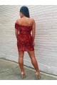 Best Velvet Sequin Short One Shoulder Sheath Evening Prom Dress Canada