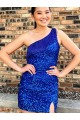 Best Velvet Sequin Short One Shoulder Sheath Homecoming Dresses Canada