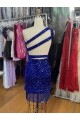 Best Velvet Sequins Short One Shoulder Sheath Homecoming Dress Canada