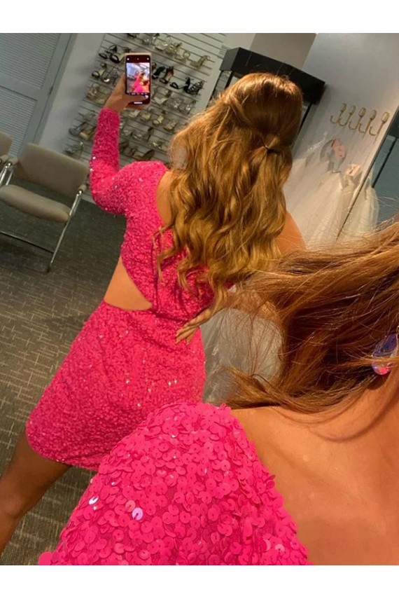 Best Velvet Sequin Short One Shoulder Sheath Prom Dresses Canada