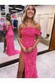 Best Velvet Sequin Sweep Train One Shoulder Sheath Evening Gown Canada