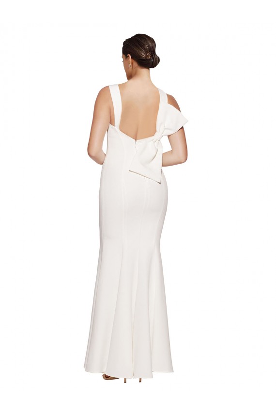 Best Stretch Crepe Low Back Long Square Neck Sheath Prom Dress Canada
