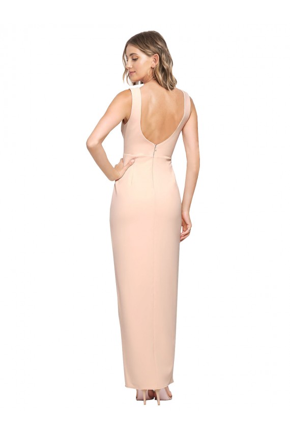 Best Stretch Crepe Long Square Neck Sheath Prom Dresses Canada