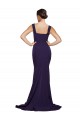 Best Stretch Crepe Sweep Train Square Neck Dark Navy Sheath Prom Dress Canada