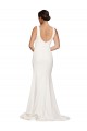 Best Stretch Crepe Low Back Sweep Train Square Neck Sheath Prom Dress Canada