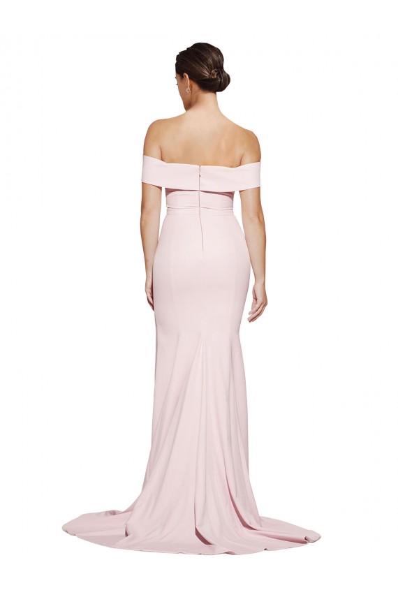 Best Stretch Crepe Sweep Train Square Neck Sheath Prom Dresses Canada