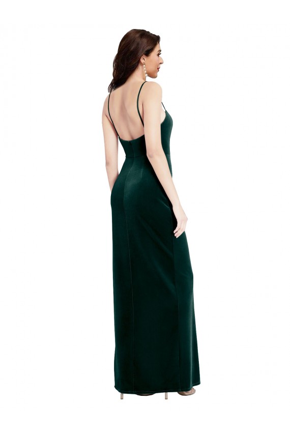 Best Stretch Velvet Long Square Neck Sheath High Side Slit Prom Dress Canada