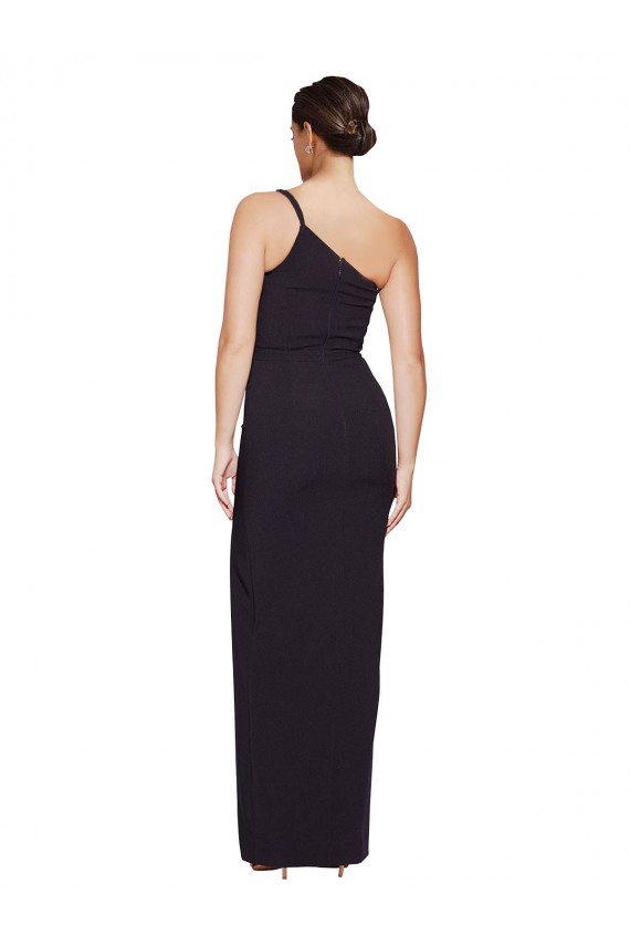 Best Stretch Crepe Long One Shoulder Black Sheath Prom Dress Canada