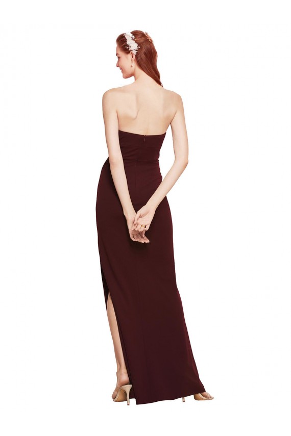 Best Stretch Crepe Long Strapless Sheath Prom Dress Canada