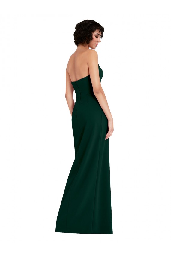 Best Stretch Crepe Low Back Long Scoop Neck Midnight Green Sheath Prom Dress Canada