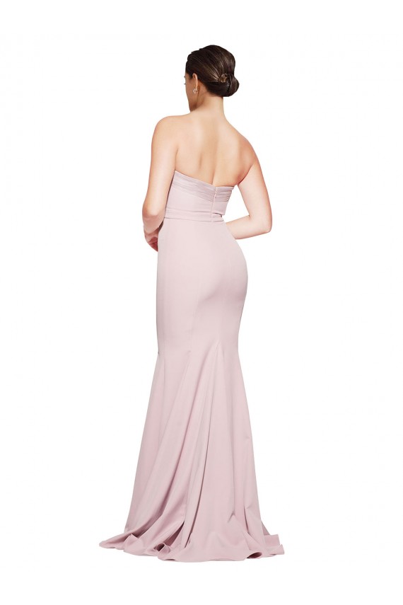 Best Stretch Crepe Low Back Sweep Train Strapless Sheath Prom Dress Canada