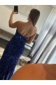 Best Velvet Sequin Sleeveless Strapless Fuchsia Sheath Prom Dress Canada