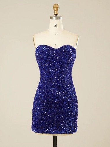 Best Velvet Sequin Short Sweetheart Sheath Prom Dress Canada
