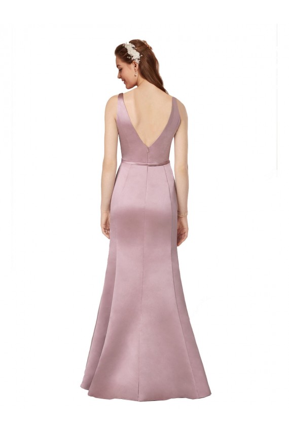 Best Satin V-Back Long V-Neck Sheath Prom Dress Canada