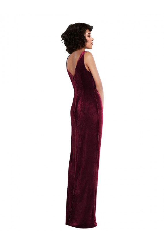 Best Stretch Velvet Long V-Neck Sheath Prom Dress Canada