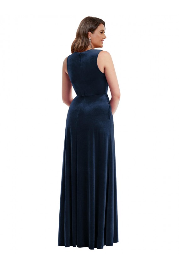 Best Stretch Velvet Long V-Neck Sheath Plus Size Formal Prom Dress Canada