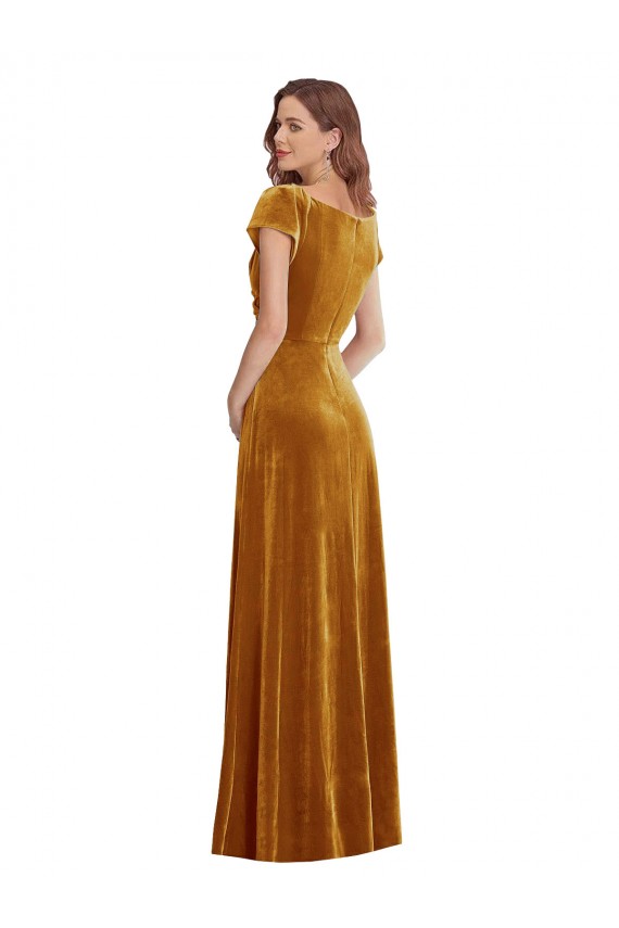 Best Stretch Velvet Long V-Neck Sheath Prom Dresses Canada