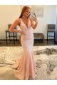 Best Velvet Sequin Sleeveless V-Neck Sheath Prom Dress Canada