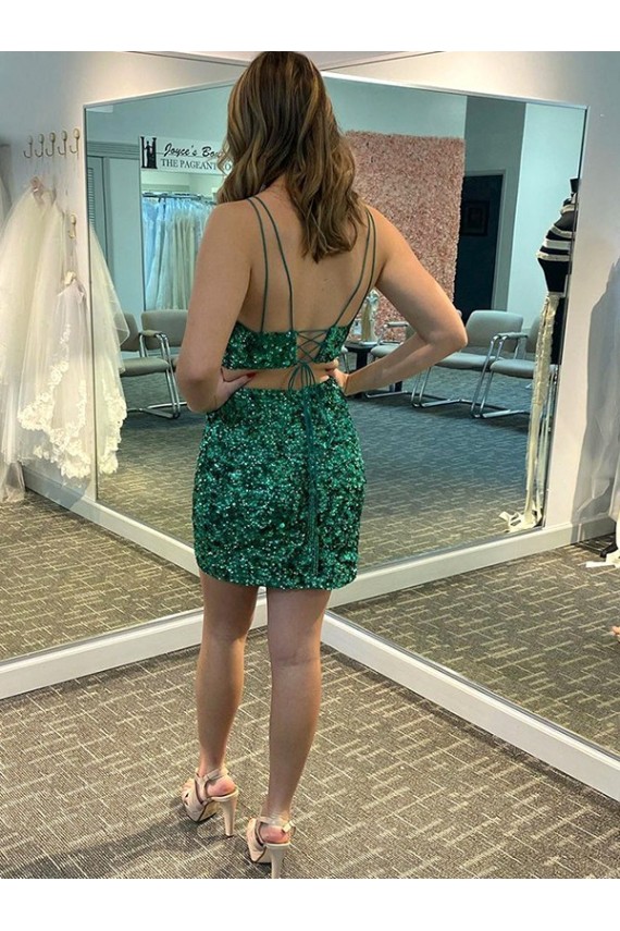 Best Velvet Sequin Short V-Neck Sleeveless Prom Party Dress Canada