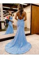 Best Velvet Sequin Sweep Train V-Neck Sheath Evening Gown Canada
