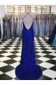 Best Velvet Sequin Sweep Train V-Neck Sleeveless Evening Prom Dress Canada