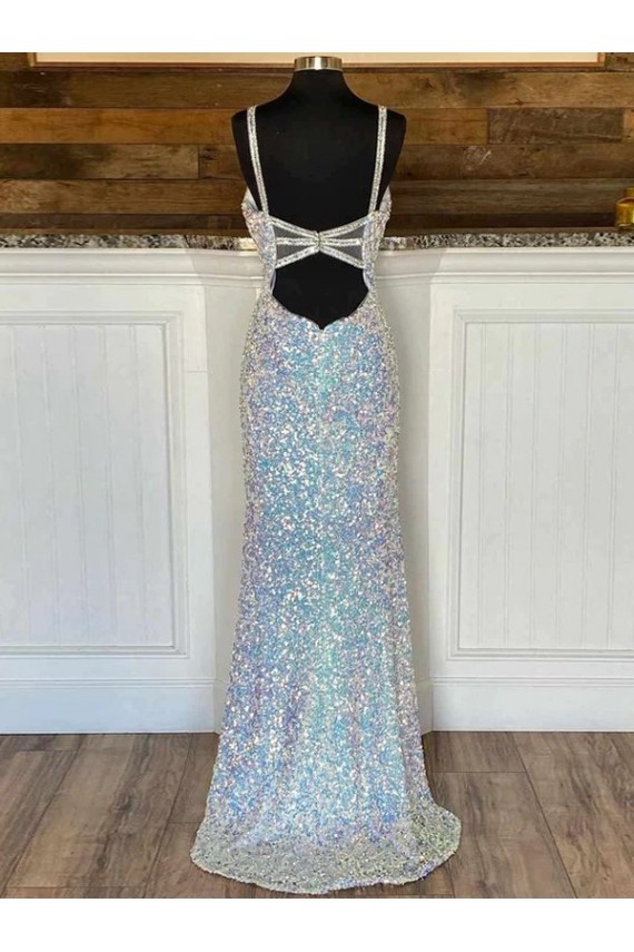 Best Velvet Sequin Sweep Train V-Neck Sheath Prom Dress Canada